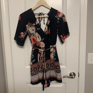 Dark Blue/Floral Romper
